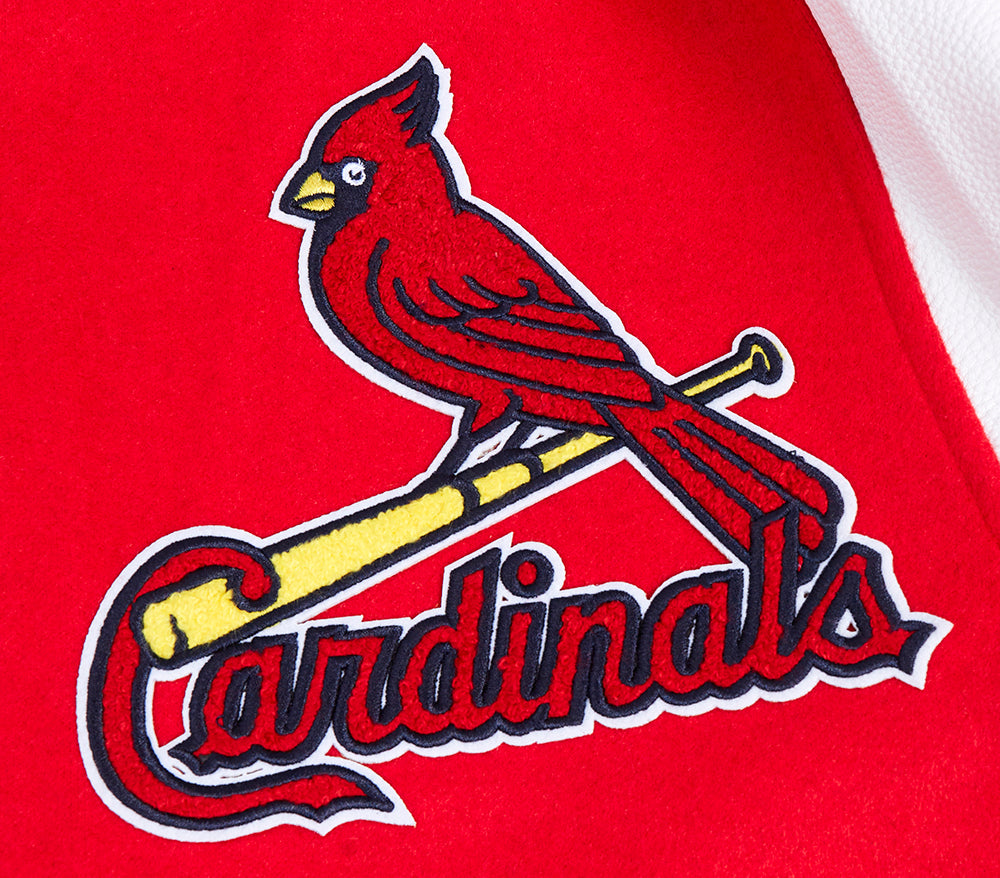 MLB ST. LOUIS CARDINALS MASH UP BLOUSON COLLÉGIAL EN LAINE À BORDS CÔTELÉS POUR HOMME (ROUGE/BLANC/MARINE MINUIT)