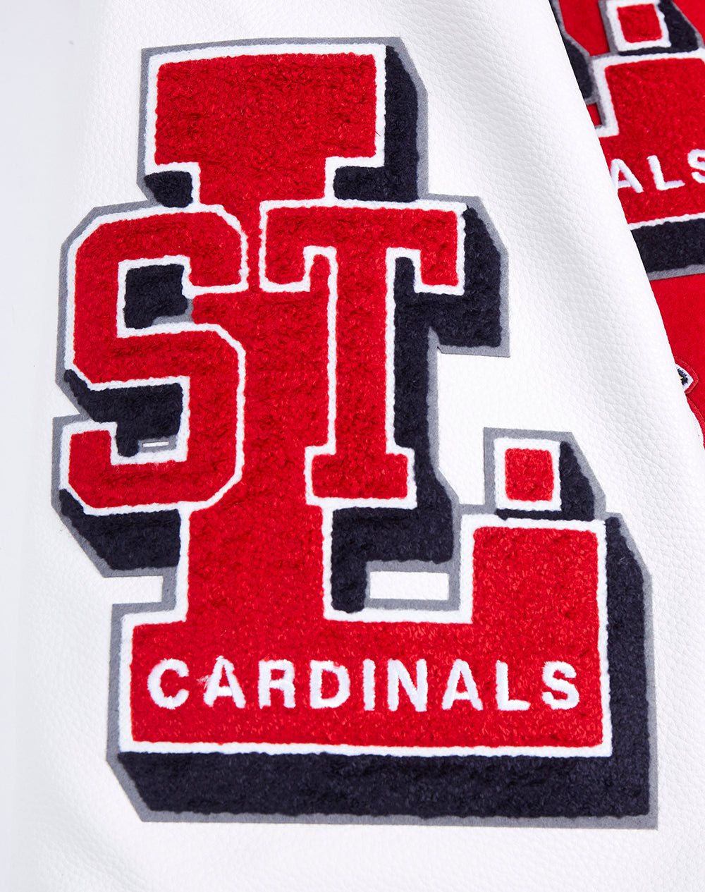 MLB ST. LOUIS CARDINALS MASH UP BLOUSON COLLÉGIAL EN LAINE À BORDS CÔTELÉS POUR HOMME (ROUGE/BLANC/MARINE MINUIT)