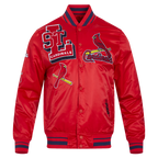 MLB ST. LOUIS CARDINALS MASH UP BLOUSON EN SATIN À BORDS CÔTELÉS POUR HOMME (ROUGE/MARINE MINUIT/ROUGE)