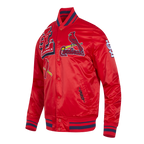 MLB ST. LOUIS CARDINALS MASH UP BLOUSON EN SATIN À BORDS CÔTELÉS POUR HOMME (ROUGE/MARINE MINUIT/ROUGE)