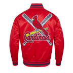 MLB ST. LOUIS CARDINALS MASH UP BLOUSON EN SATIN À BORDS CÔTELÉS POUR HOMME (ROUGE/MARINE MINUIT/ROUGE)
