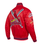 MLB ST. LOUIS CARDINALS MASH UP BLOUSON EN SATIN À BORDS CÔTELÉS POUR HOMME (ROUGE/MARINE MINUIT/ROUGE)