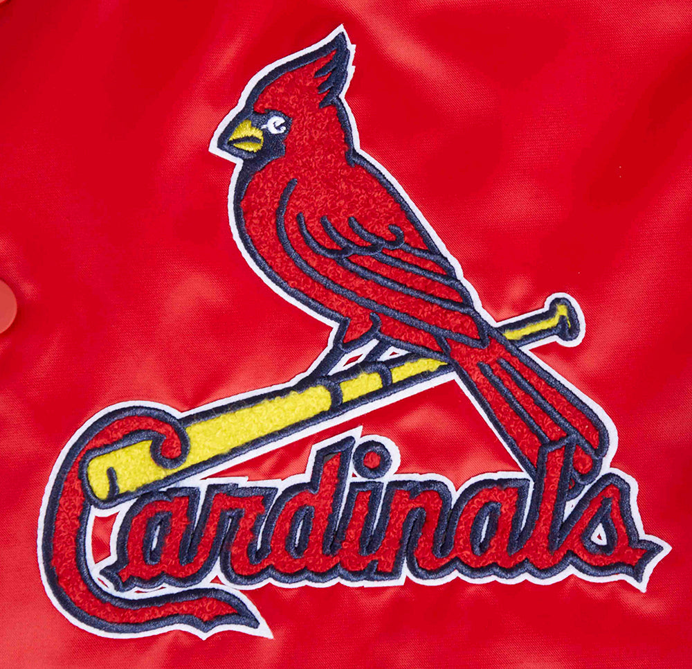 MLB ST. LOUIS CARDINALS MASH UP BLOUSON EN SATIN À BORDS CÔTELÉS POUR HOMME (ROUGE/MARINE MINUIT/ROUGE)