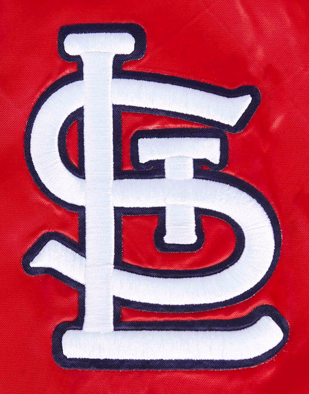 MLB ST. LOUIS CARDINALS MASH UP BLOUSON EN SATIN À BORDS CÔTELÉS POUR HOMME (ROUGE/MARINE MINUIT/ROUGE)