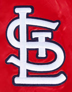 MLB ST. LOUIS CARDINALS MASH UP BLOUSON EN SATIN À BORDS CÔTELÉS POUR HOMME (ROUGE/MARINE MINUIT/ROUGE)
