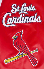 MLB ST. LOUIS CARDINALS MASH UP BLOUSON EN SATIN À BORDS CÔTELÉS POUR HOMME (ROUGE/MARINE MINUIT/ROUGE)