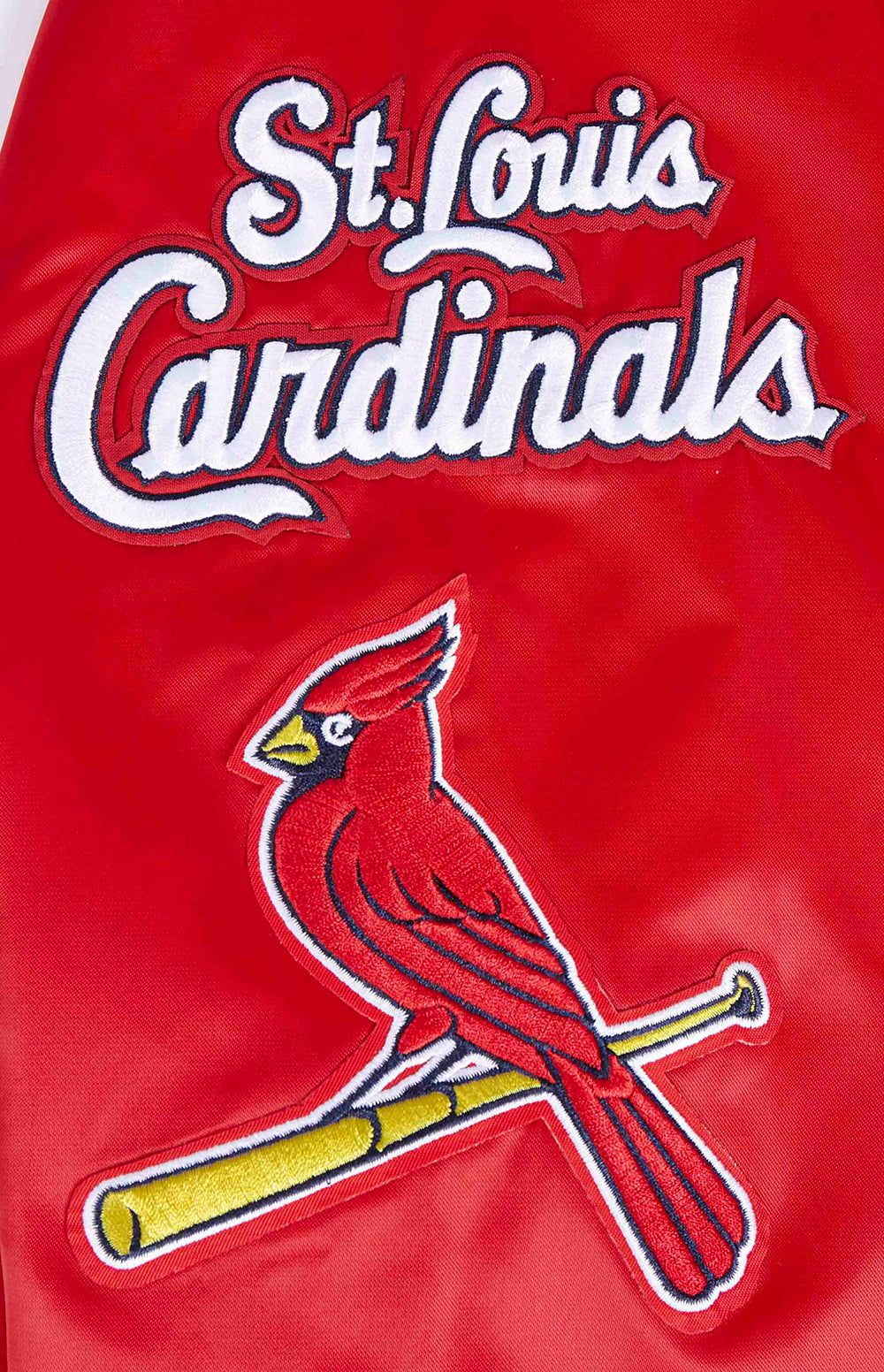 MLB ST. LOUIS CARDINALS MASH UP BLOUSON EN SATIN À BORDS CÔTELÉS POUR HOMME (ROUGE/MARINE MINUIT/ROUGE)