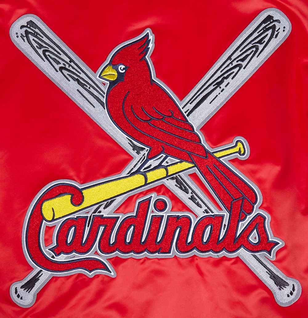 MLB ST. LOUIS CARDINALS MASH UP BLOUSON EN SATIN À BORDS CÔTELÉS POUR HOMME (ROUGE/MARINE MINUIT/ROUGE)
