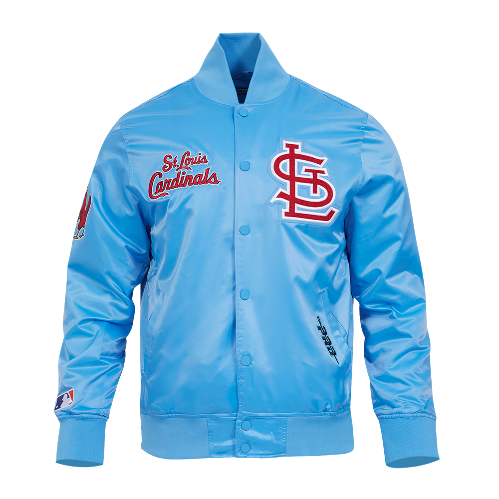 MLB ST. LOUIS CARDINALS SOUVENIR BLOUSON EN SATIN POUR HOMME (BLEU UNIVERSITÉ)