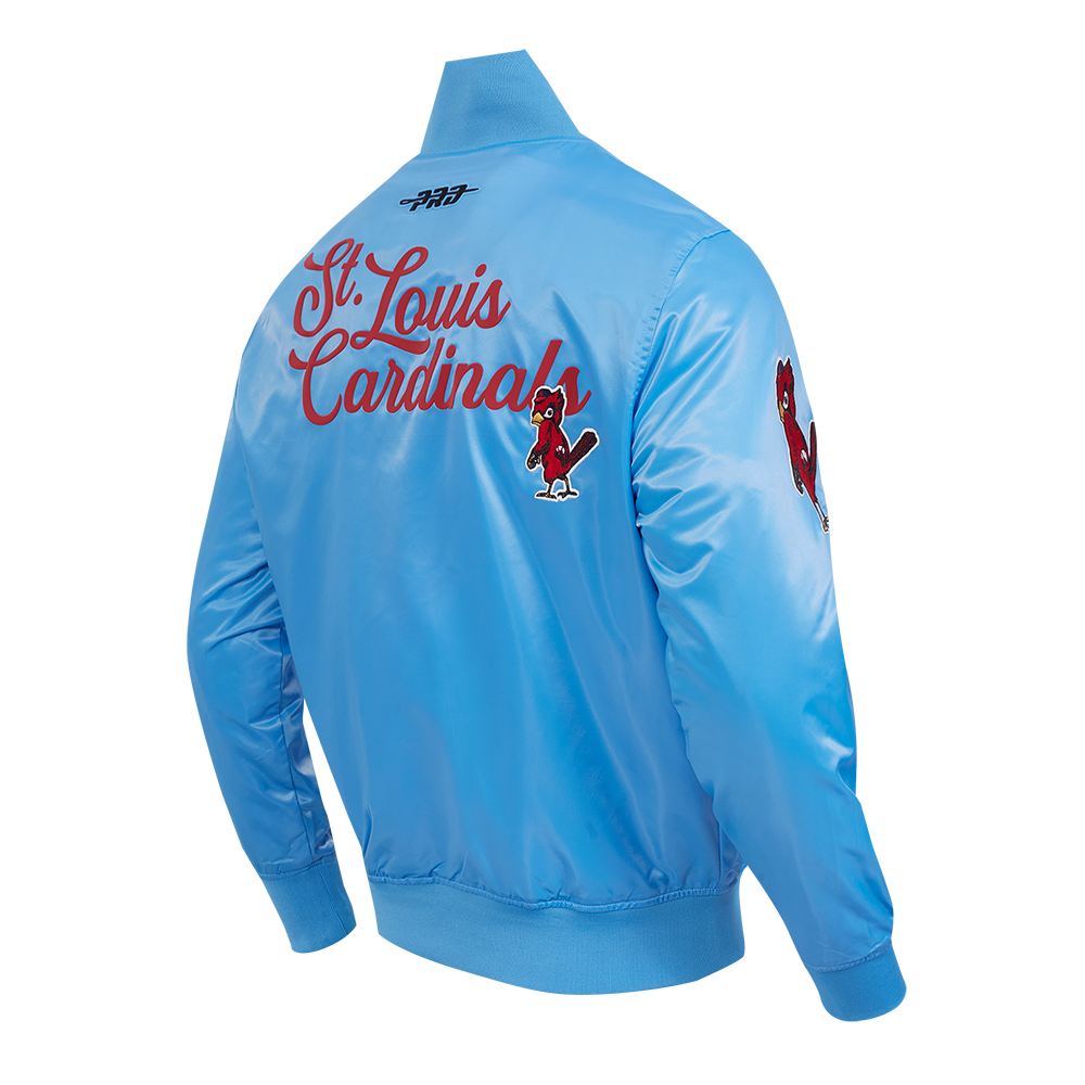 MLB ST. LOUIS CARDINALS SOUVENIR MEN'S SATIN JACKET (UNIVERSITY BLUE)