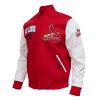 MLB ST. LOUIS CARDINALS CITY ARCH BLOUSON COLLÉGIAL EN LAINE POUR HOMME (ROUGE/BLANC)