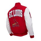 MLB ST. LOUIS CARDINALS CITY ARCH BLOUSON COLLÉGIAL EN LAINE POUR HOMME (ROUGE/BLANC)