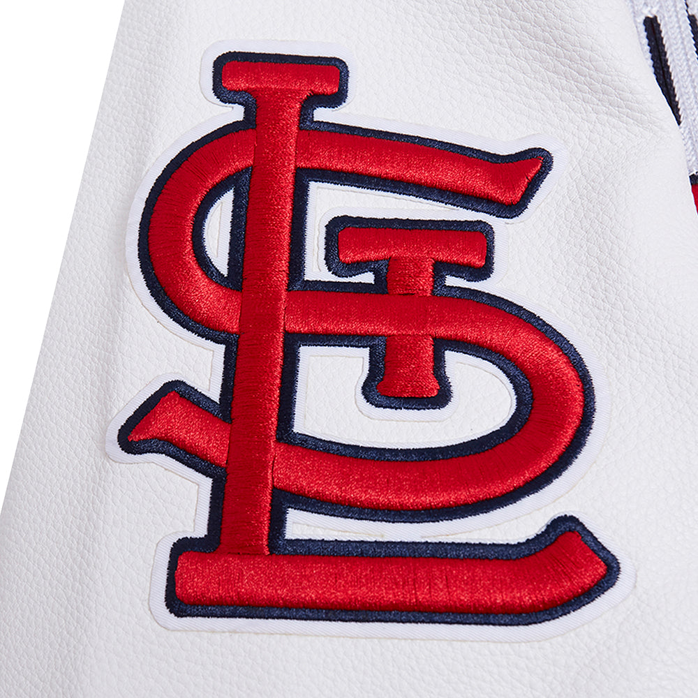 MLB ST. LOUIS CARDINALS CITY ARCH BLOUSON COLLÉGIAL EN LAINE POUR HOMME (ROUGE/BLANC)