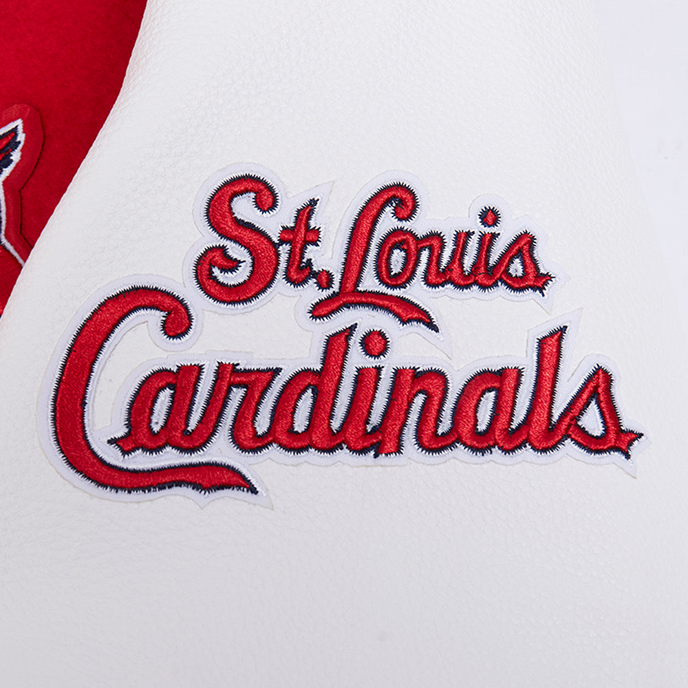 MLB ST. LOUIS CARDINALS CITY ARCH BLOUSON COLLÉGIAL EN LAINE POUR HOMME (ROUGE/BLANC)