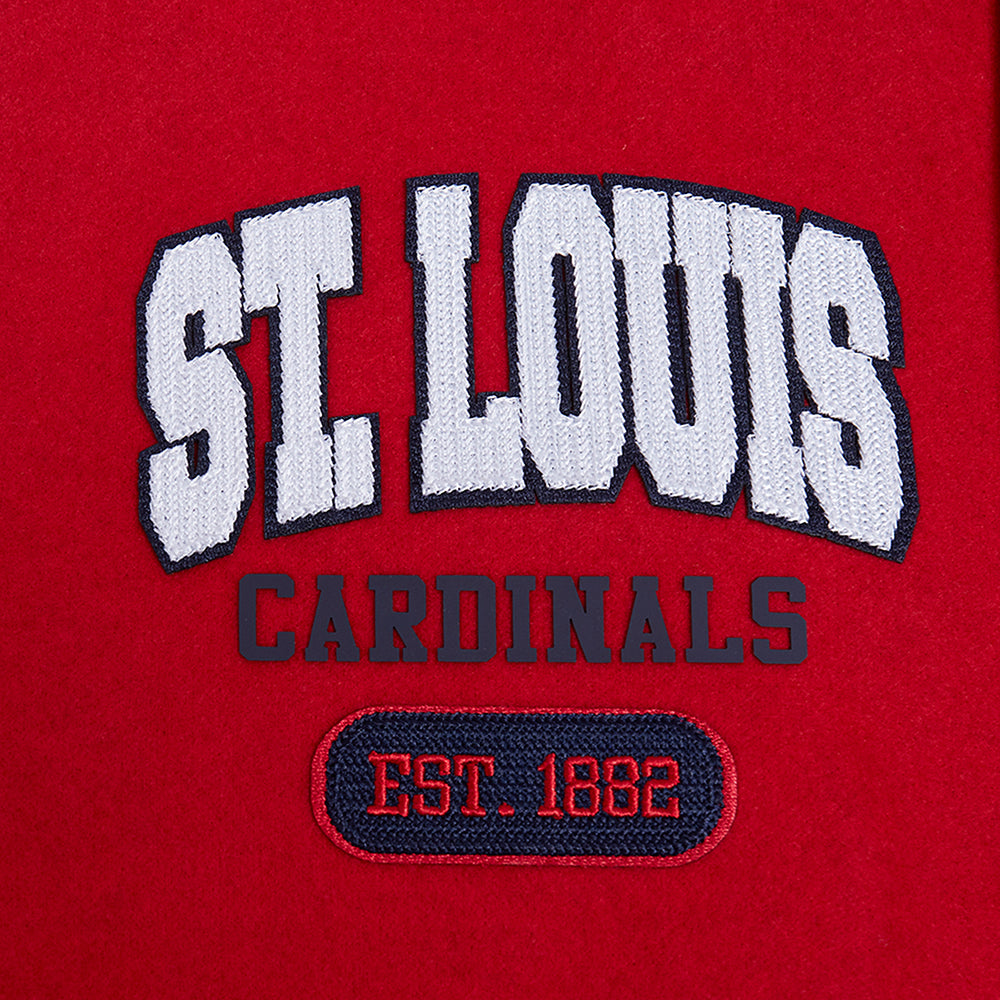 MLB ST. LOUIS CARDINALS CITY ARCH BLOUSON COLLÉGIAL EN LAINE POUR HOMME (ROUGE/BLANC)