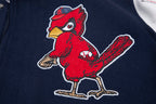 MLB ST. LOUIS CARDINALS MASH UP VESTE UNIVERSITAIRE EN LAINE CÔTELÉE RÉTRO POUR HOMME (MARINE MINUIT/ROUGE/MARINE MINUIT)