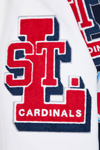 MLB ST. LOUIS CARDINALS MASH UP VESTE UNIVERSITAIRE EN LAINE CÔTELÉE RÉTRO POUR HOMME (MARINE MINUIT/ROUGE/MARINE MINUIT)