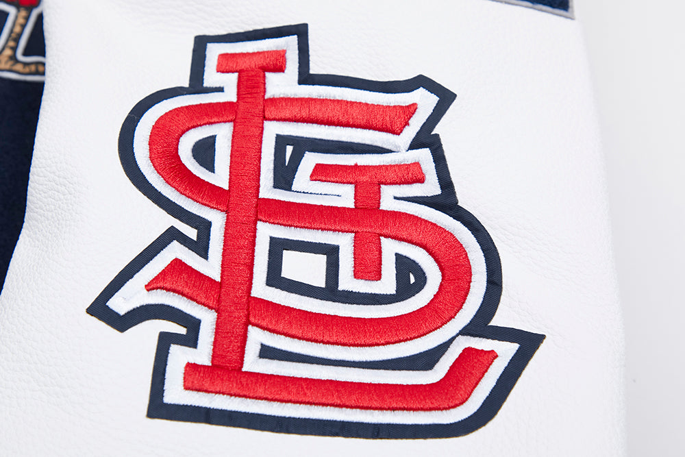 MLB ST. LOUIS CARDINALS MASH UP VESTE UNIVERSITAIRE EN LAINE CÔTELÉE RÉTRO POUR HOMME (MARINE MINUIT/ROUGE/MARINE MINUIT)
