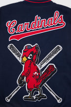 MLB ST. LOUIS CARDINALS MASH UP VESTE UNIVERSITAIRE EN LAINE CÔTELÉE RÉTRO POUR HOMME (MARINE MINUIT/ROUGE/MARINE MINUIT)
