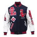 MLB ST. LOUIS CARDINALS MASH UP VESTE UNIVERSITAIRE EN LAINE CÔTELÉE RÉTRO POUR HOMME (MARINE MINUIT/ROUGE/MARINE MINUIT)