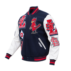 MLB ST. LOUIS CARDINALS MASH UP VESTE UNIVERSITAIRE EN LAINE CÔTELÉE RÉTRO POUR HOMME (MARINE MINUIT/ROUGE/MARINE MINUIT)