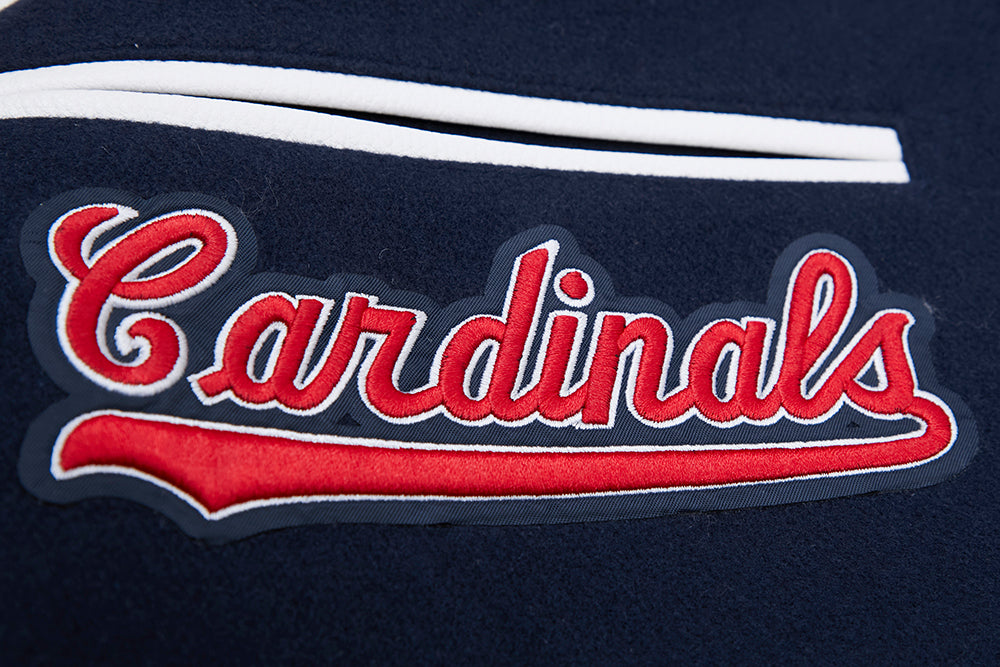 MLB ST. LOUIS CARDINALS MASH UP VESTE UNIVERSITAIRE EN LAINE CÔTELÉE RÉTRO POUR HOMME (MARINE MINUIT/ROUGE/MARINE MINUIT)
