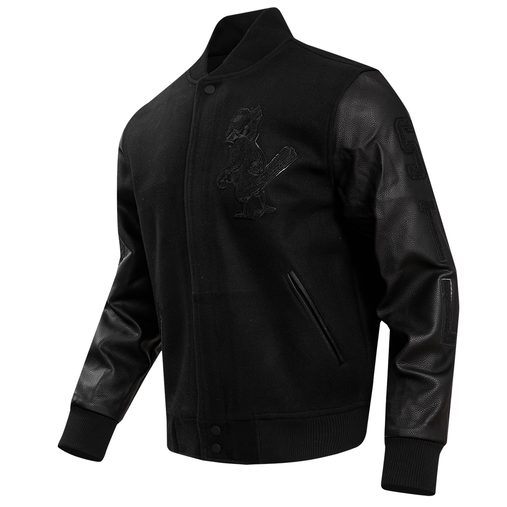 MLB ST. LOUIS CARDINALS TRIPLE BLACK WOOL MEN'S VARSITY JACKET (TRIPLE BLACK)