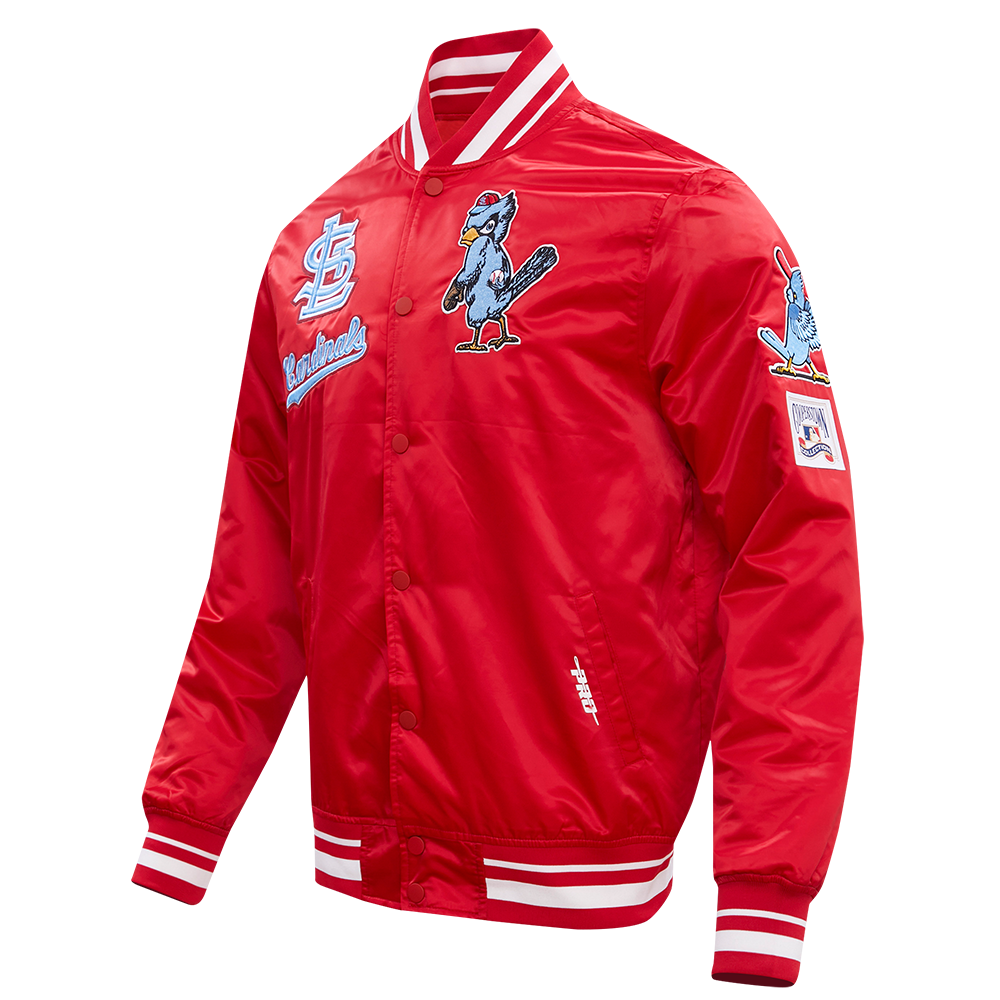 MLB ST. LOUIS CARDINALS RETRO CLASSIC MEN'S RIB SATIN JACKET (RED)