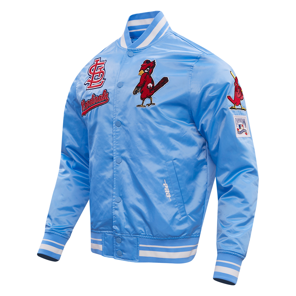 MLB ST. LOUIS CARDINALS RETRO CLASSIC MEN'S RIB SATIN JACKET (UNIVERSITY BLUE)