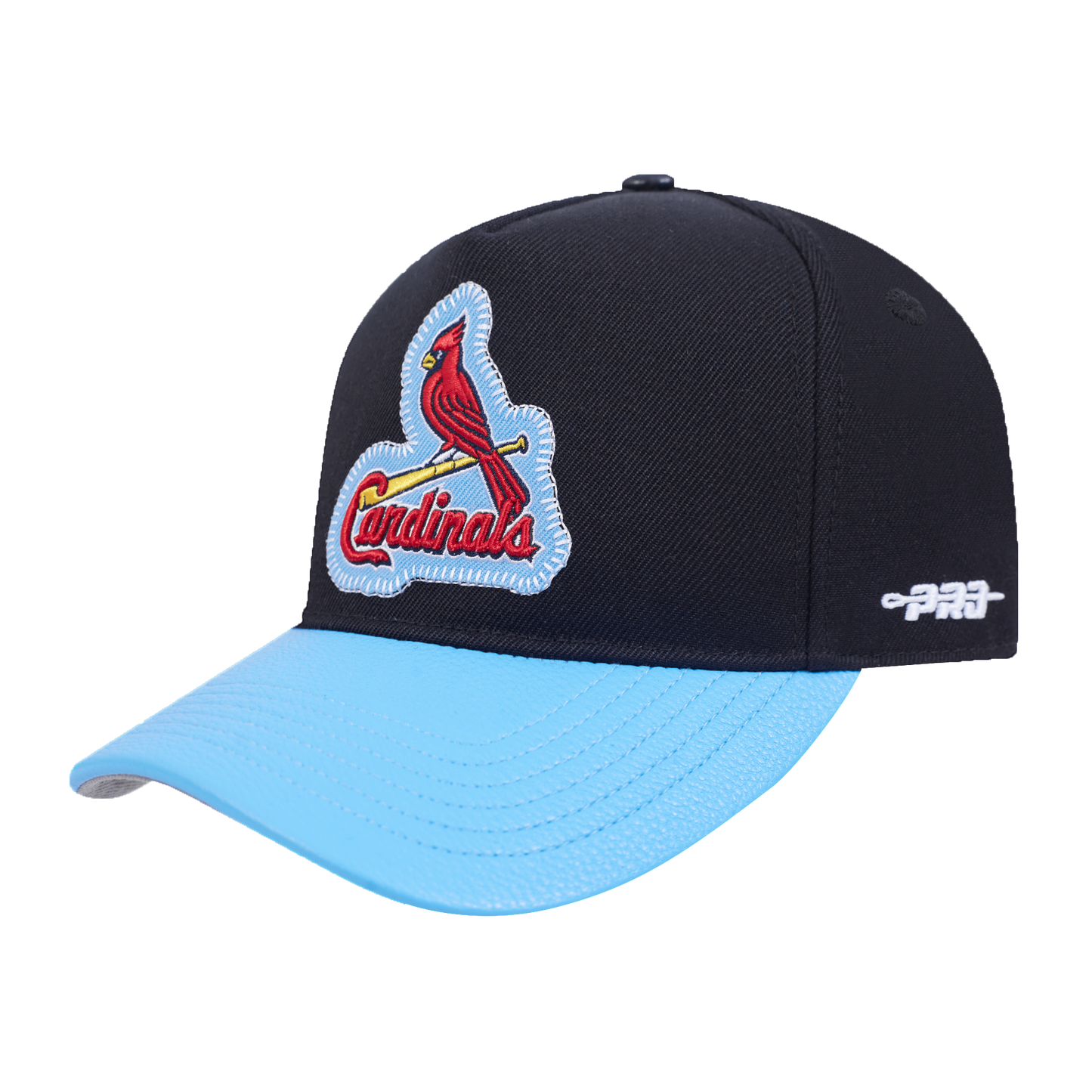 MLB ST. LOUIS CARDINALS DIY PICK STITCH LEATHER PINCH FRONT STRAPBACK (BLACK)