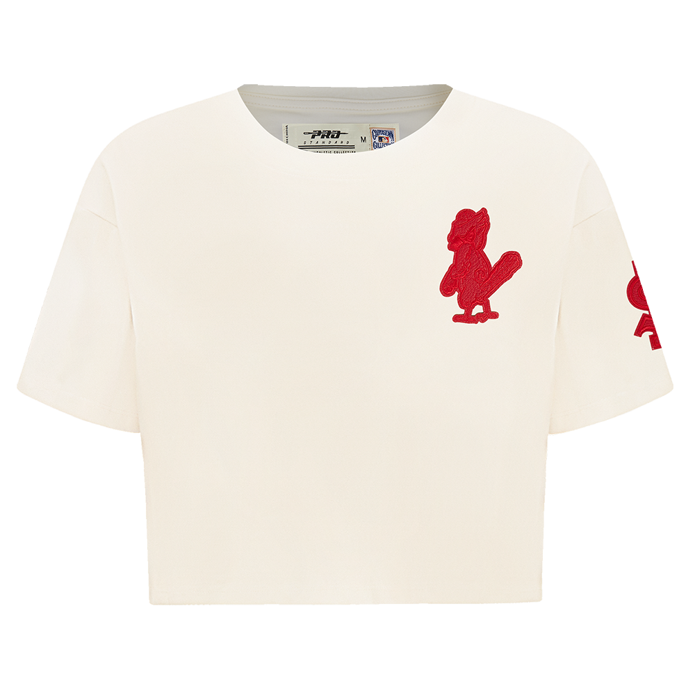 MLB ST. LOUIS CARDINALS TRIPLE TONAL SINGLE JERSEY BOXY WOMEN'S TEE (EGGSHELL)