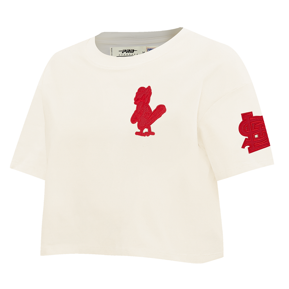 MLB ST. LOUIS CARDINALS TRIPLE TONAL SINGLE JERSEY BOXY WOMEN'S TEE (EGGSHELL)