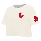 MLB ST. LOUIS CARDINALS TRIPLE TONAL SINGLE JERSEY BOXY WOMEN'S TEE (EGGSHELL)