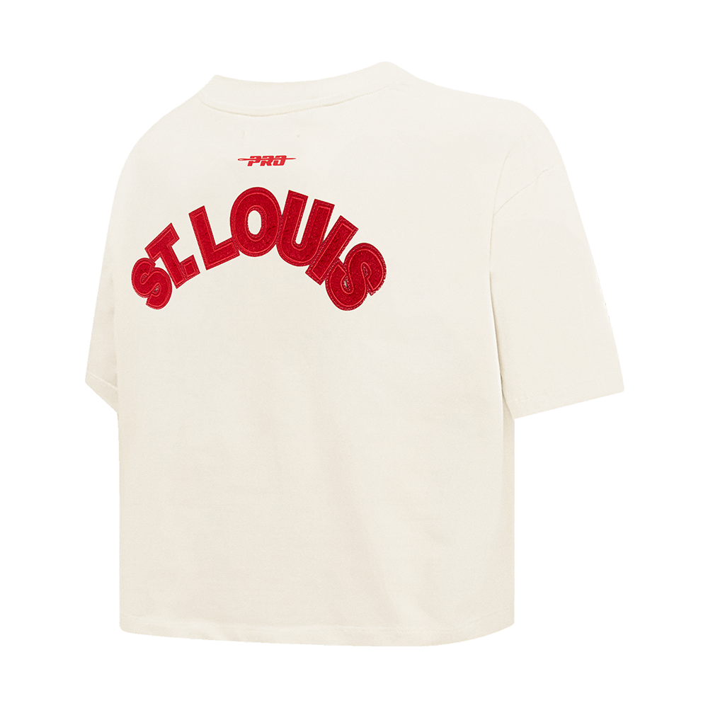 MLB ST. LOUIS CARDINALS TRIPLE TONAL SINGLE JERSEY BOXY WOMEN'S TEE (EGGSHELL)
