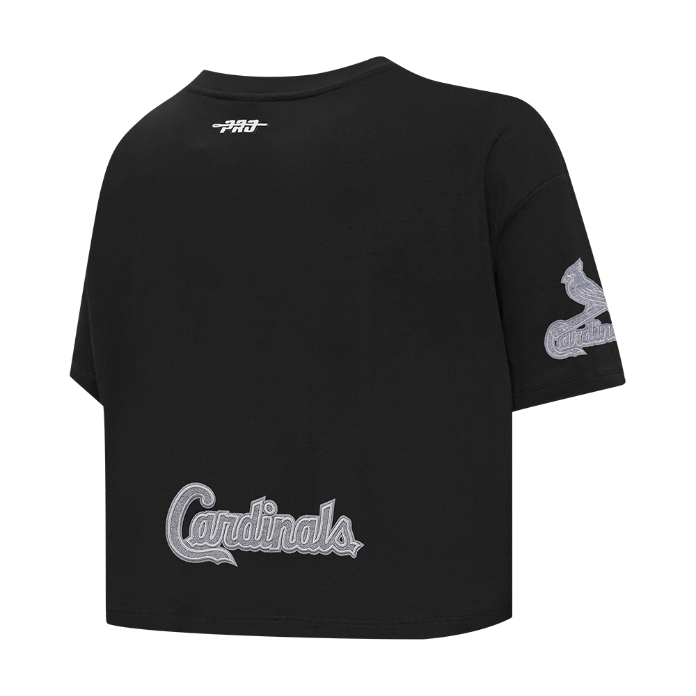 MLB ST. LOUIS CARDINALS REVERSE FRENCH TERRY HAUT EN JERSEY SIMPLE À COUPE CARRÉE POUR FEMME (NOIR)