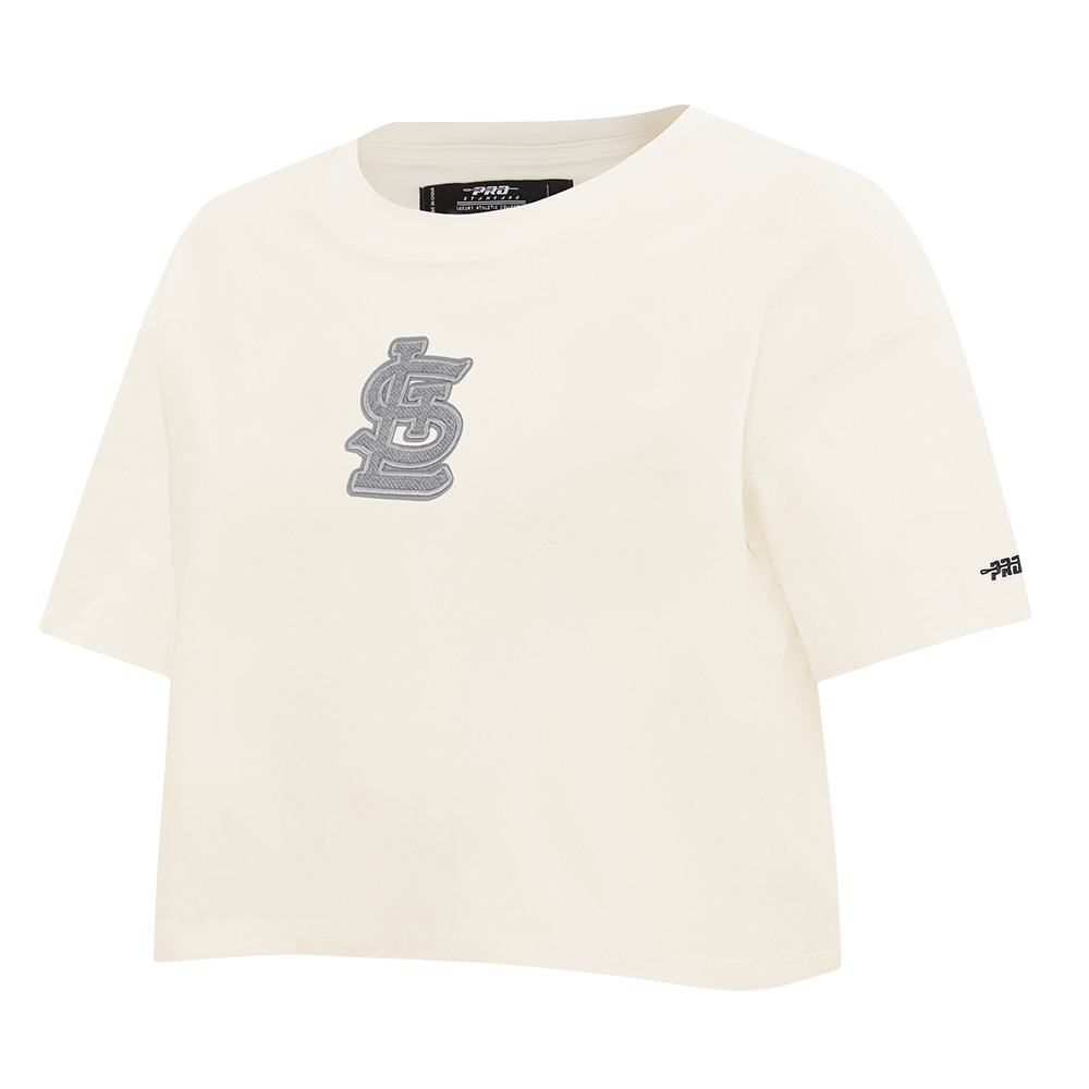 MLB ST. LOUIS CARDINALS REVERSE FRENCH TERRY WOMEN'S SINGLE JERSEY BOXY TOP (EGGSHELL)