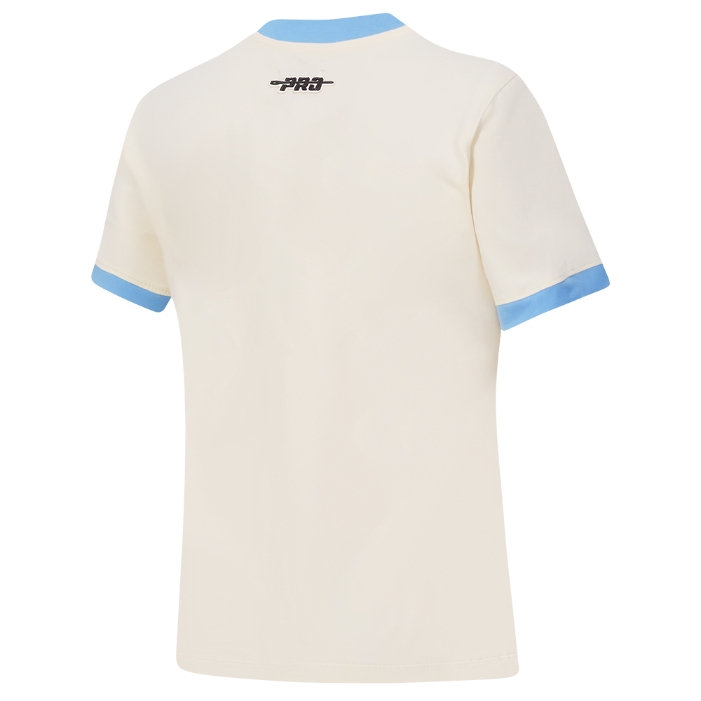 MLB ST. LOUIS CARDINALS RETRO CASCADE WOMEN'S RINGER TOP (EGGSHELL/ UNIVERSITY BLUE)