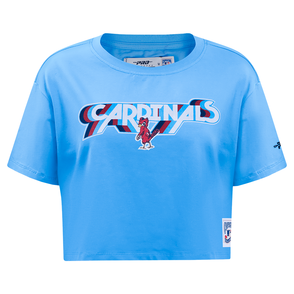 MLB ST. LOUIS CARDINALS RETRO ELEVATION HAUT EN JERSEY SIMPLE À COUPE CARRÉE POUR FEMME (BLEU UNIVERSITÉ)