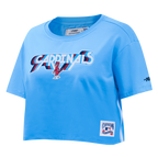 MLB ST. LOUIS CARDINALS RETRO ELEVATION HAUT EN JERSEY SIMPLE À COUPE CARRÉE POUR FEMME (BLEU UNIVERSITÉ)