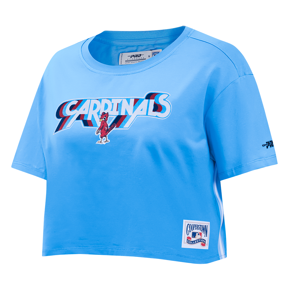MLB ST. LOUIS CARDINALS RETRO ELEVATION WOMEN'S SINGLE JERSEY BOXY TOP (UNIVERSITY BLUE)