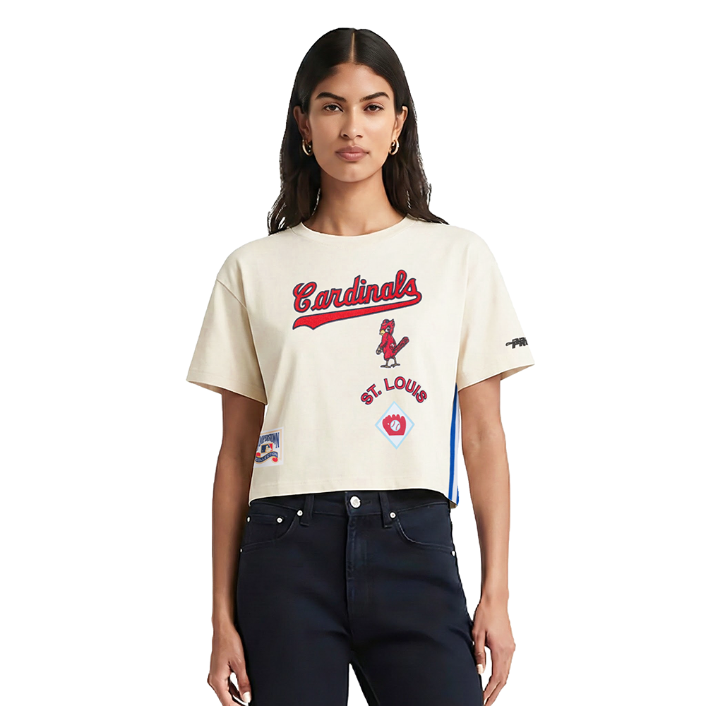 MLB ST. LOUIS CARDINALS RETRO CLASSIC HAUT EN JERSEY SIMPLE À COUPE CARRÉE POUR FEMME (COQUILLE D'ŒUF)