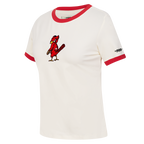 MLB ST. LOUIS CARDINALS RETRO CLASSICS WOMEN'S RINGER TOP (EGGSHELL/ RED)