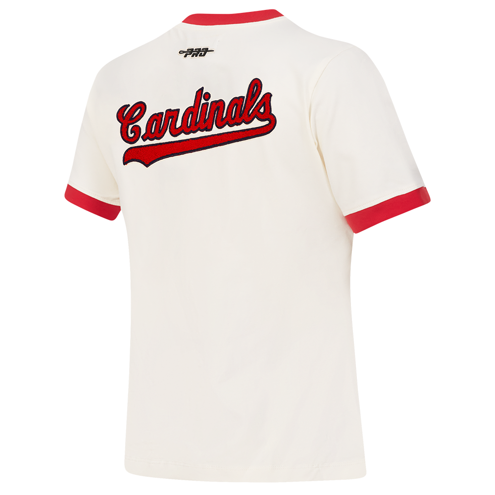 MLB ST. LOUIS CARDINALS RETRO CLASSICS WOMEN'S RINGER TOP (EGGSHELL/ RED)