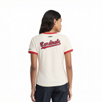 MLB ST. LOUIS CARDINALS RETRO CLASSICS WOMEN'S RINGER TOP (EGGSHELL/ RED)