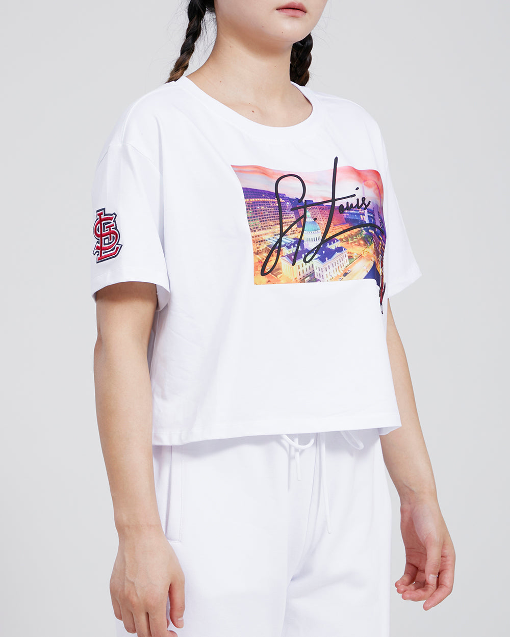 MLB ST. LOUIS CARDINALS CITY SCAPE WOMEN'S BOXY TOP (WHITE)