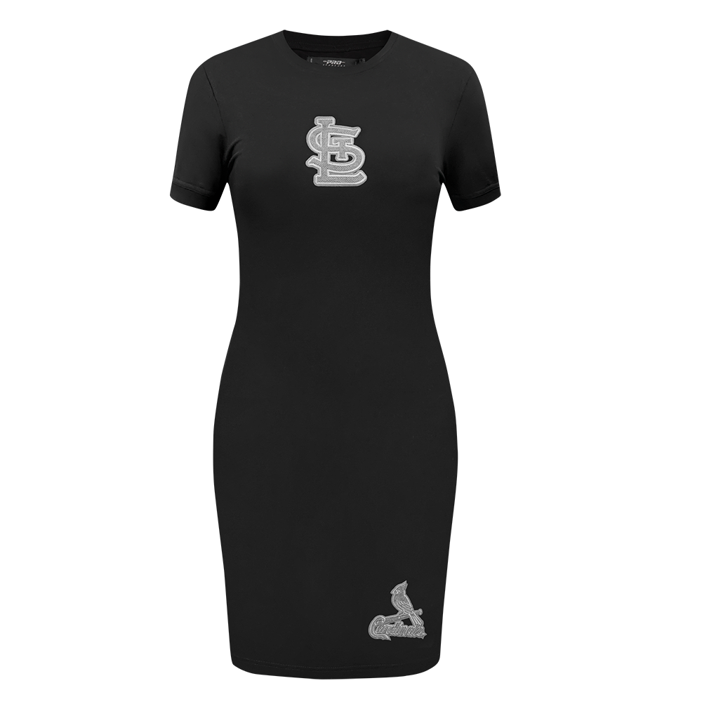 MLB ST. LOUIS CARDINALS REVERSE FRENCH TERRY WOMEN'S BODYCON DRESS (BLACK)