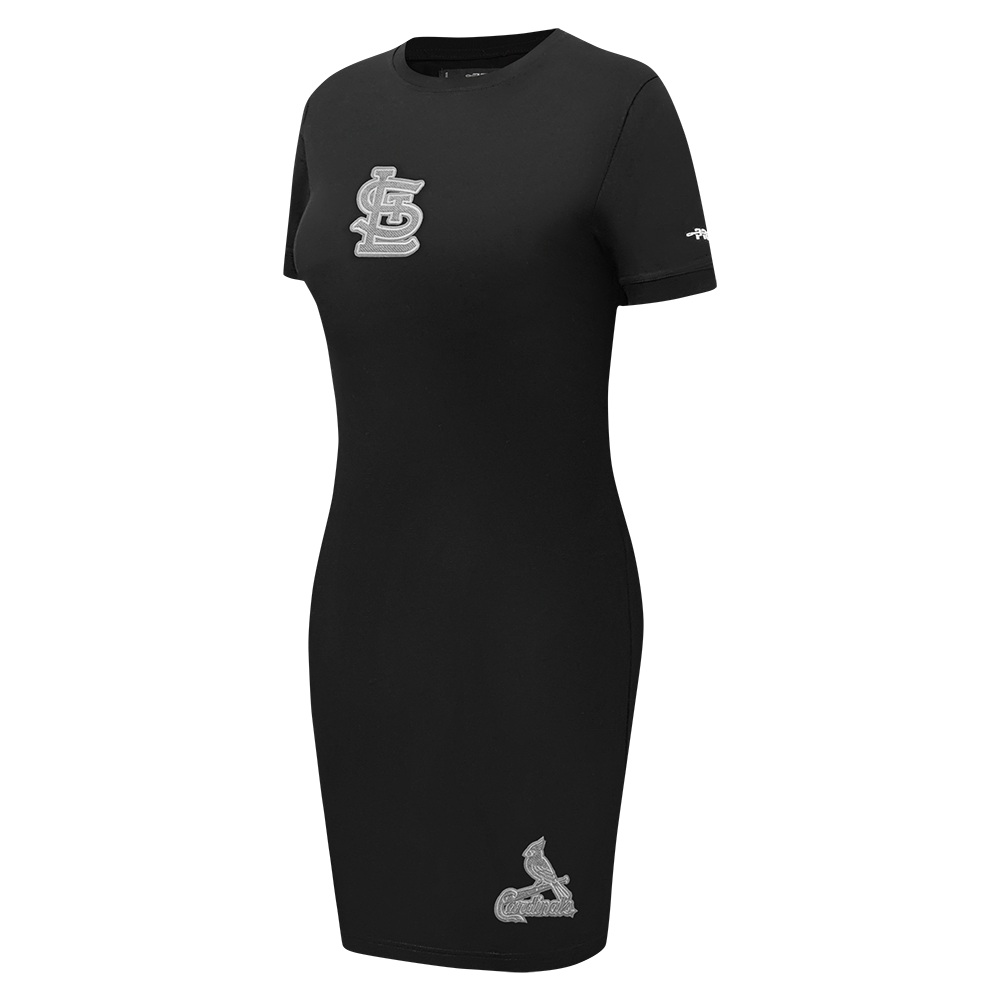 MLB ST. LOUIS CARDINALS REVERSE FRENCH TERRY WOMEN'S BODYCON DRESS (BLACK)
