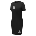 MLB ST. LOUIS CARDINALS REVERSE FRENCH TERRY WOMEN'S BODYCON DRESS (BLACK)