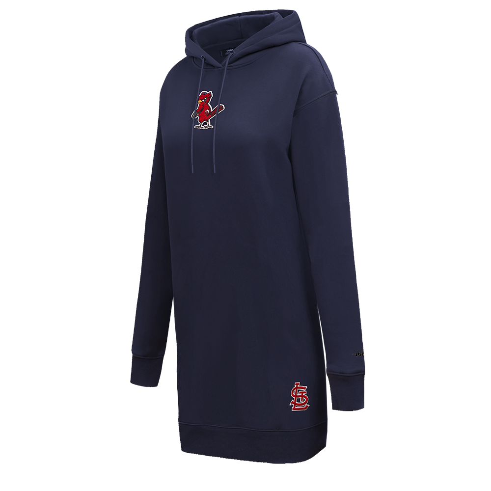 MLB ST. LOUIS CARDINALS CLASSIC WOMEN'S PULLOVER HOODIE DRESS (MIDNIGHT NAVY)
