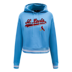 MLB ST. LOUIS CARDINALS SCRIPT TAIL CHANDAIL À CAPUCHON COURT EN MOLLETON CÔTELÉ POUR FEMME (BLEU UNIVERSITÉ)